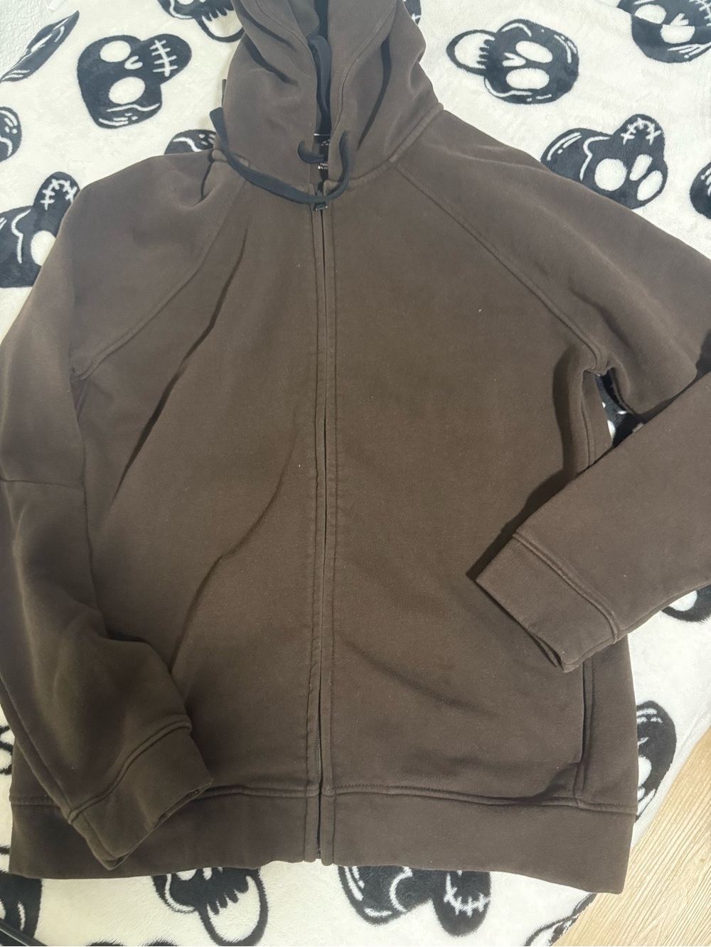 Men's Brown Full-Zip Hooded Sweatshirt - Classic Casual Hoodie